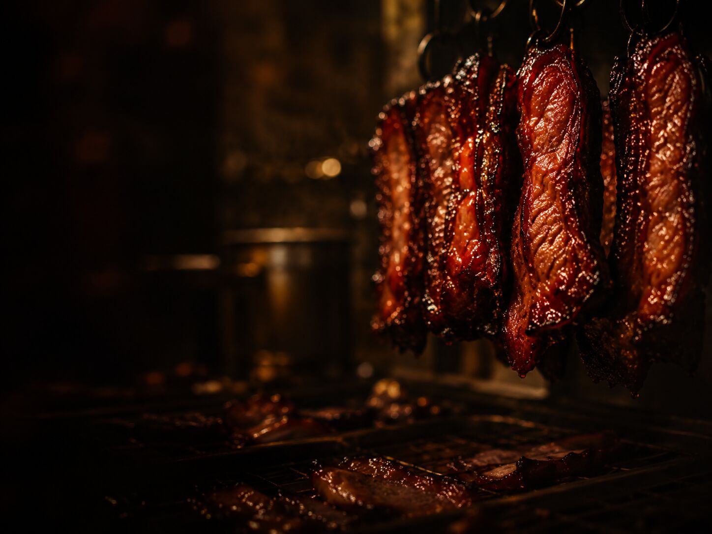Sfeerbeeld voor Char Siu — gelakt, donker en precies plakkerig genoeg.
